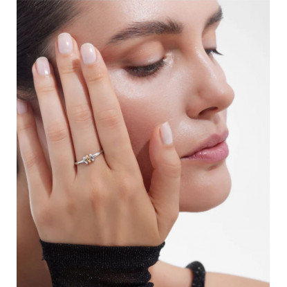 Anillo en Plata, baño de oro y rodio