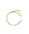 Pulsera de mujer de acero IP dorado con perlas sintéticas.