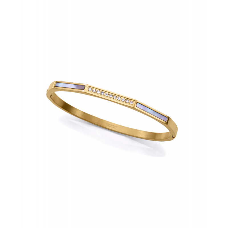Pulsera de mujer de acero Ip dorada rígida Pulsera de mujer de acero Ip dorada rígida