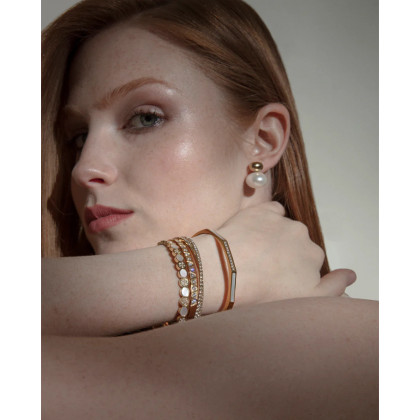 Pulsera de mujer de acero Ip dorada rígida