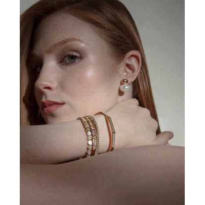 Pulsera de mujer de acero Ip dorada rígida