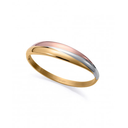 Pulsera rígida de mujer de acero en tres tonos