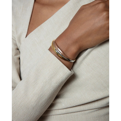 Pulsera rígida de mujer de acero en tres tonos