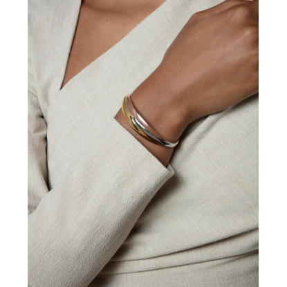 Pulsera rígida de mujer de acero en tres tonos
