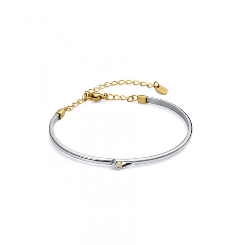 Pulsera de acero con IP dorado y un diamante Pulsera de acero con IP dorado y un diamante
