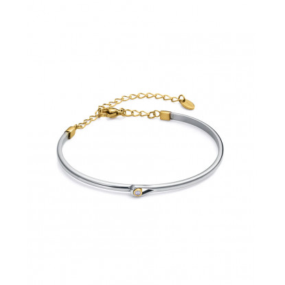 Pulsera de acero con IP dorado y un diamante