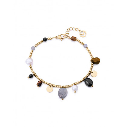 Pulsera de mujer de acero Ip dorado con piedras