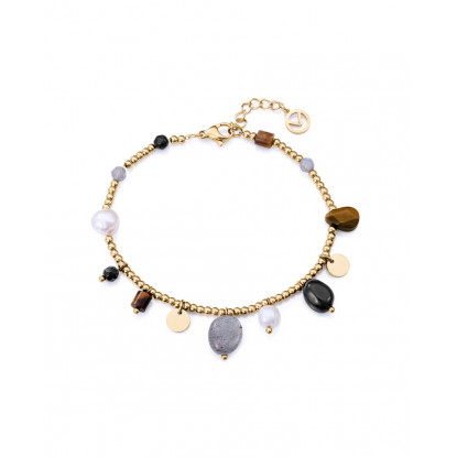 Pulsera de mujer de acero Ip dorado con piedras