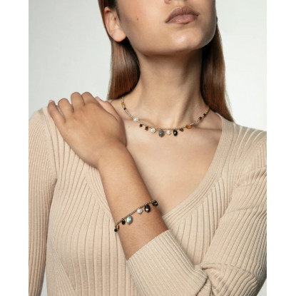 Pulsera de mujer de acero Ip dorado con piedras