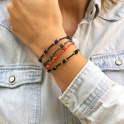 copia de Pulsera 7 nudos de la suerte,  en plata bañada en oro