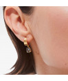 Pendientes aro lágrima cristal negro en Plata baño Oro de Noise Pendientes aro lágrima cristal negro en Plata baño Oro de Noise