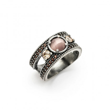 Anillo plata ojo de gato morado