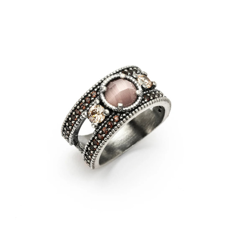 Anillo plata ojo de gato morado Anillo plata ojo de gato morado