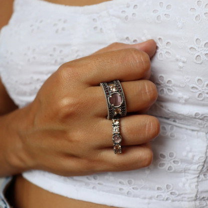 Anillo plata ojo de gato morado