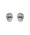 Pendientes plata de botón calavera piedras Pendientes plata de botón calavera piedras