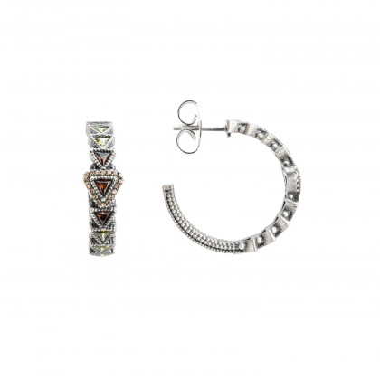 Pendientes plata criolla circonitas triangulares verdes y brown.
