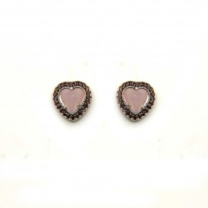 Pendiente plata de botón corazón