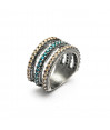Anillo plata 3 tiras de circonitas cava, aguamarina Anillo plata 3 tiras de circonitas cava, aguamarina
