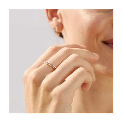 Anillo Bambu Oro y Diamantes