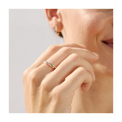 Anillo Bambu Oro y Diamantes