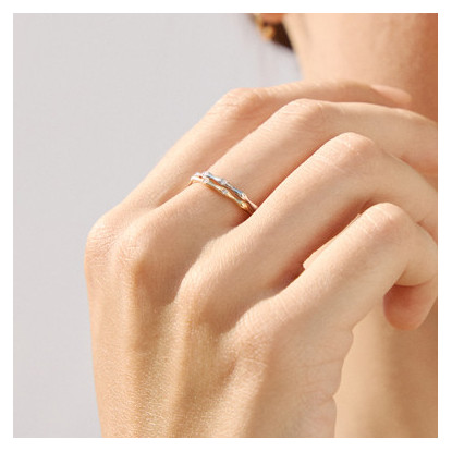 Anillo Bambu Oro y Diamantes