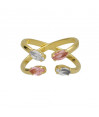 Anillo ajustable cruz cristal en plata baño oro de parís Anillo ajustable cruz cristal en plata baño oro de parís