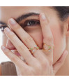 Anillo ajustable cruz cristal en plata baño oro de parís Anillo ajustable cruz cristal en plata baño oro de parís