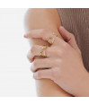 Anillo ajustable cruz cristal en plata baño oro de parís Anillo ajustable cruz cristal en plata baño oro de parís