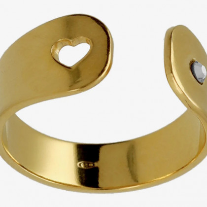 Anillo ajustable corazón cristal blanco en plata de sincerely