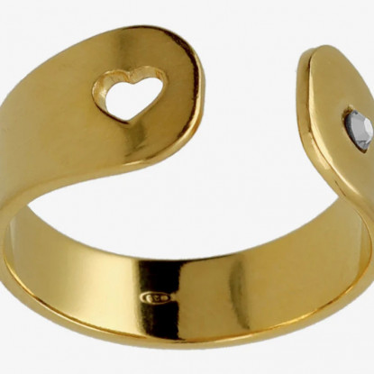 Anillo ajustable corazón cristal blanco en plata de sincerely