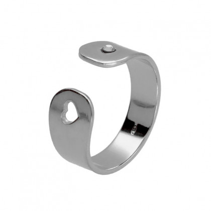 Anillo ajustable corazón cristal blanco en plata de sincerely