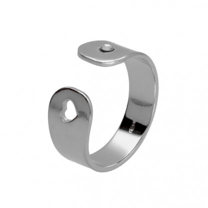Anillo ajustable corazón cristal blanco en plata de sincerely