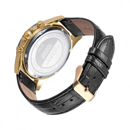 Reloj de hombre magnum Viceroy caja de acero en ip dorado y correa de piel negra